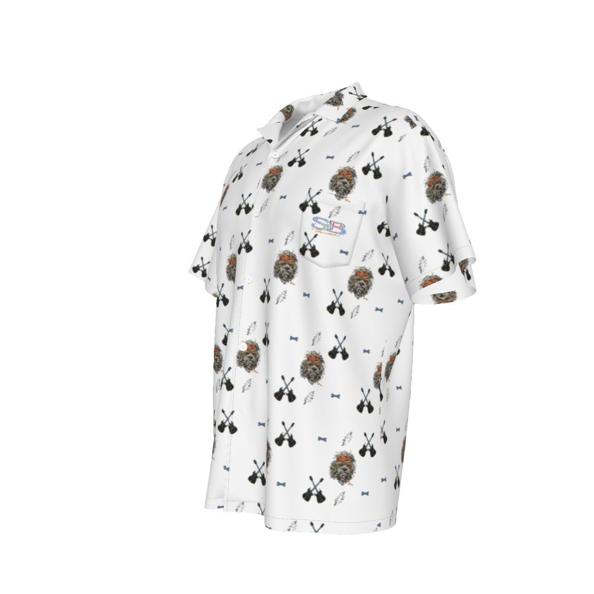 Grateful Dog White Hawaiian Pattern Shirt With Pocket - SB - THREADZ
