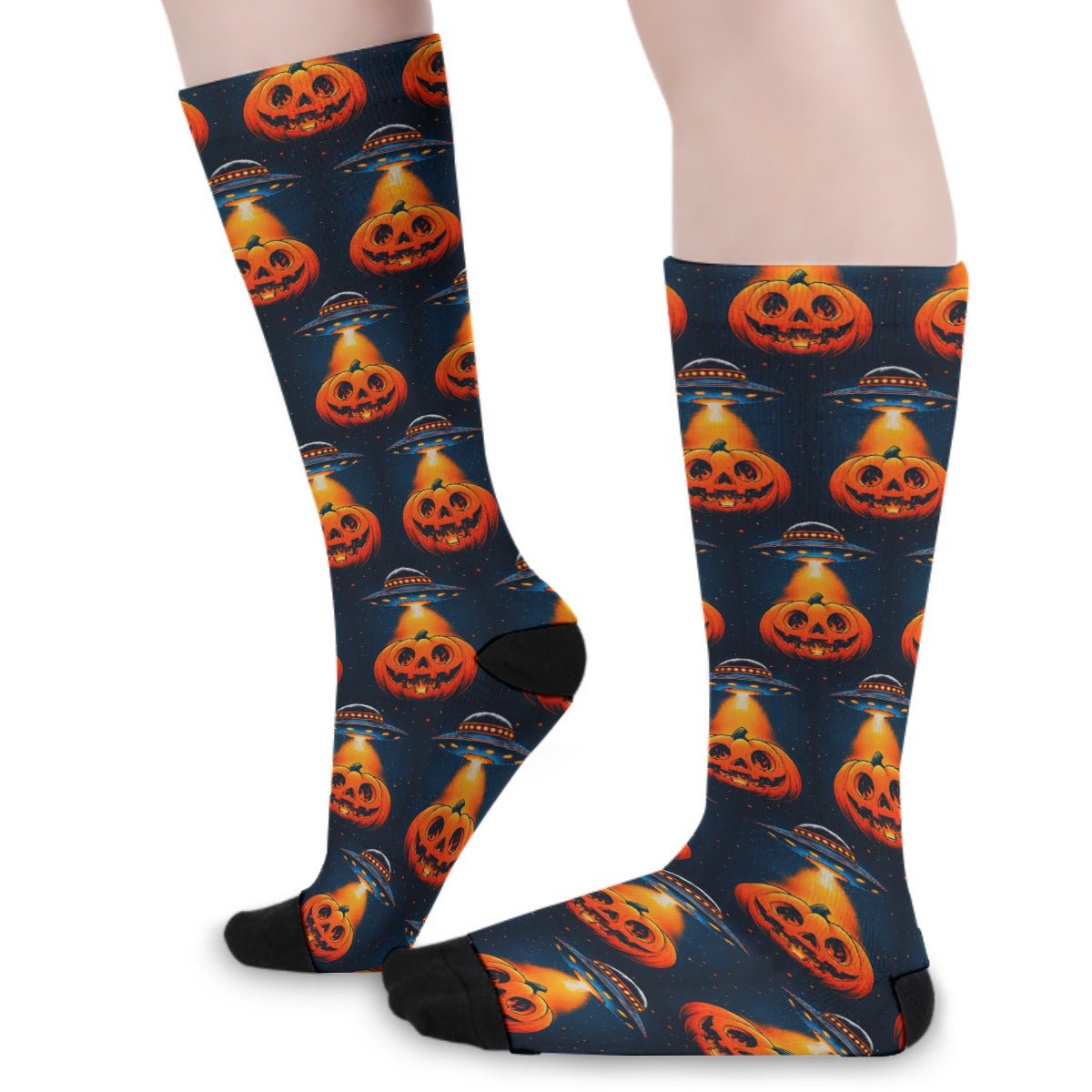 Pumpkin Abduction Unisex Long Socks - SB - THREADZ