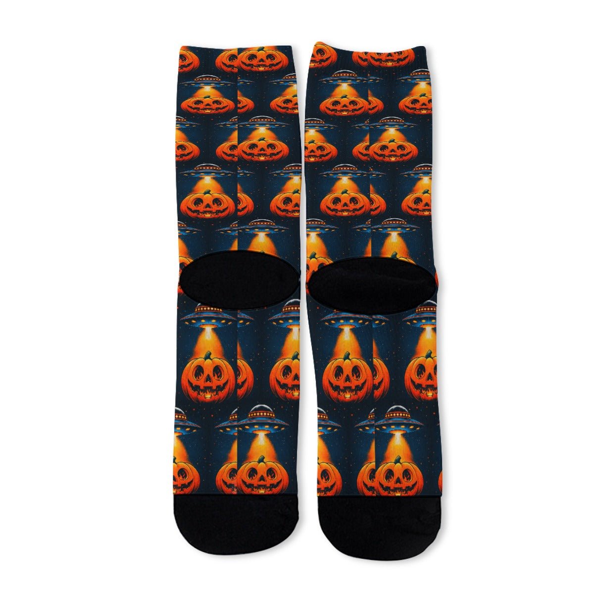 Pumpkin Abduction Unisex Long Socks - SB - THREADZ