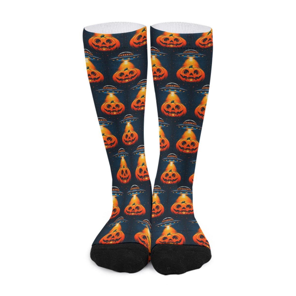 Pumpkin Abduction Unisex Long Socks - SB - THREADZ