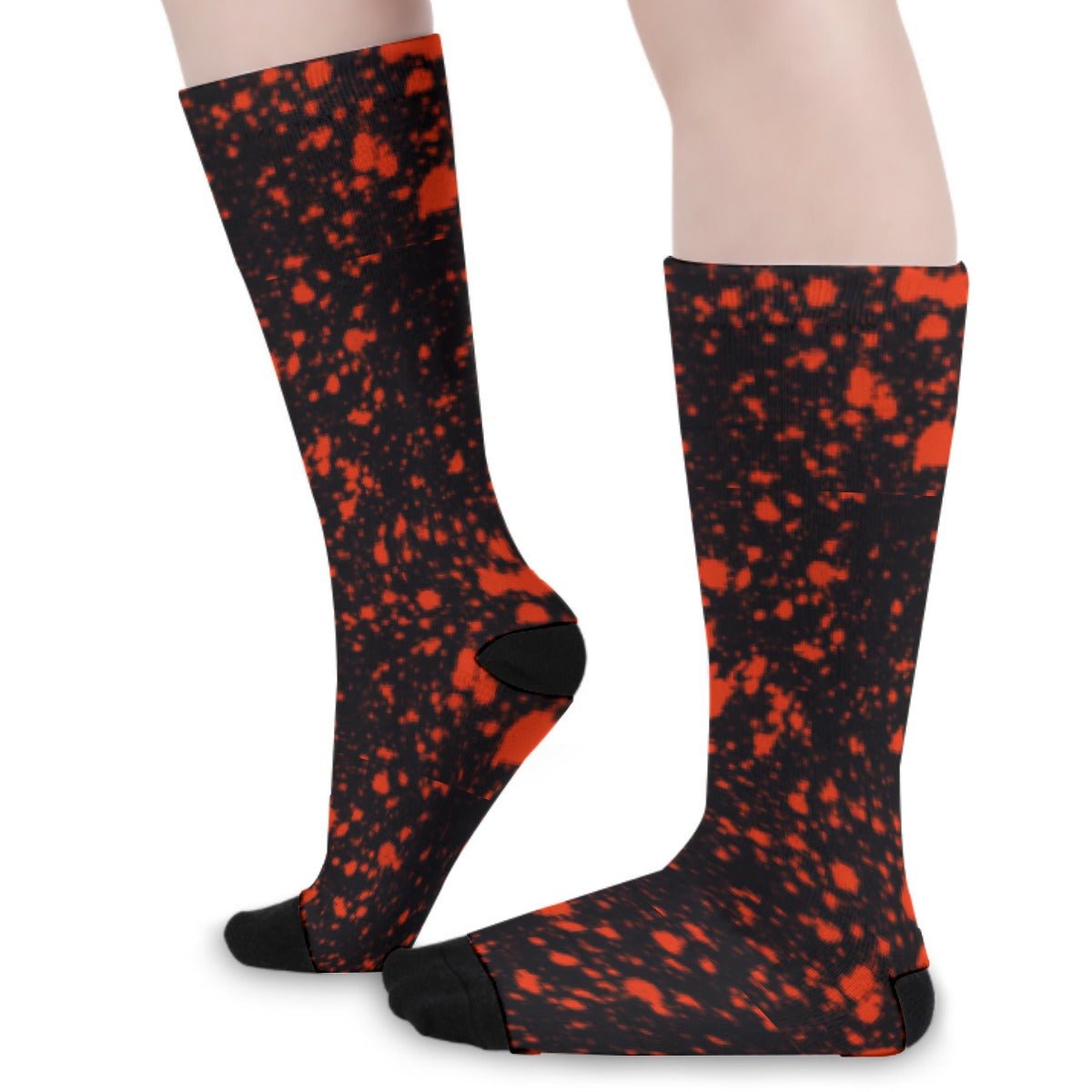 Stain Splatter Black Unisex Long Socks - SB - THREADZ