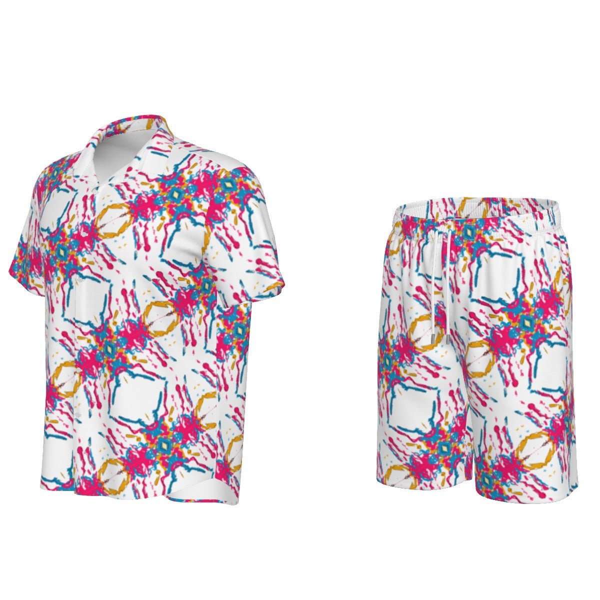 White Splatter Men's Short / Shirt Set - SB - THREADZ