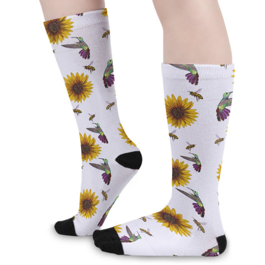 Birds and da Beez White Unisex Long Socks