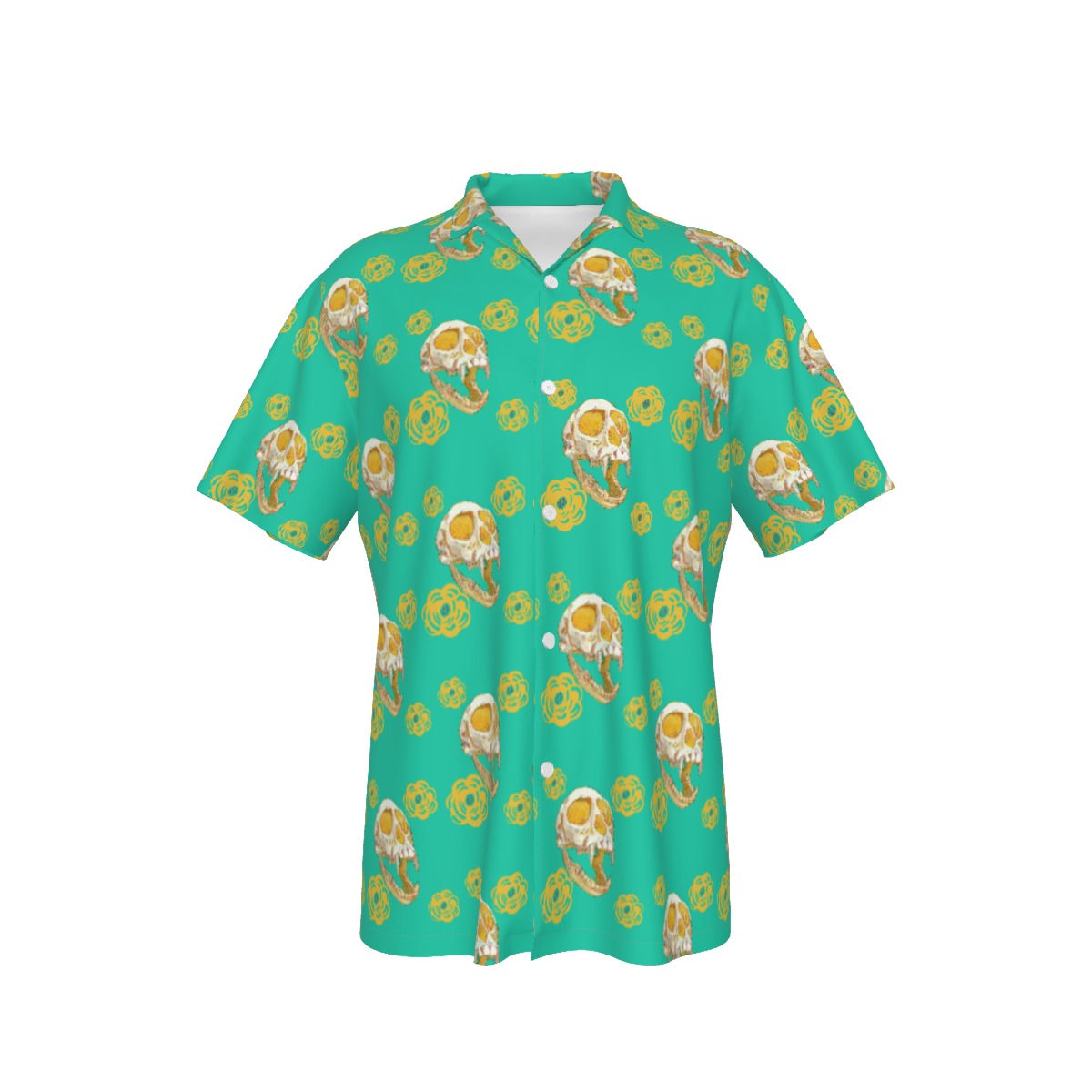 Monkey Skull LanternHawaiian Shirt With Button Closure