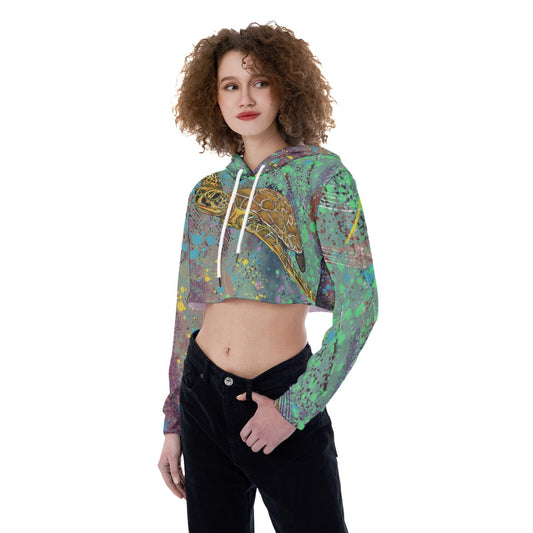 Turtle Power Women's Crop Top Hoodie