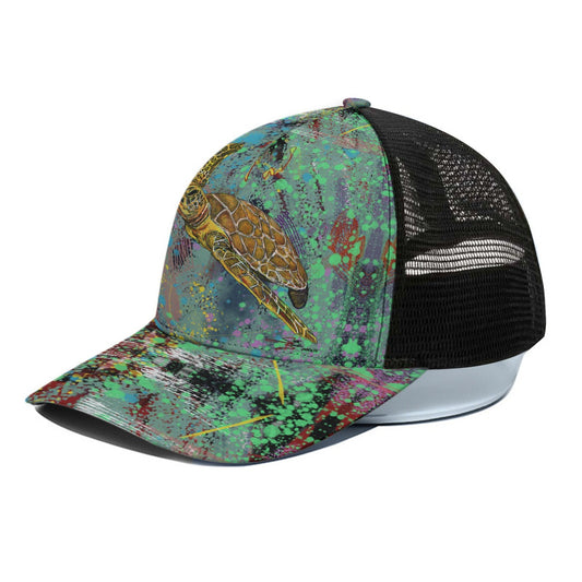 Turtle Power Trucker Hat With Black Half-mesh