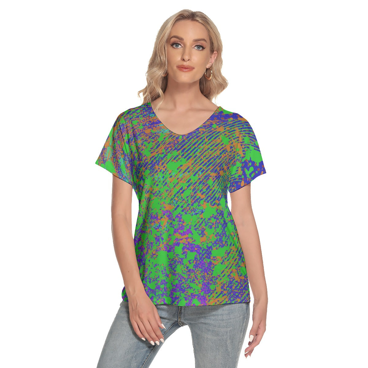 Cosmos Women's Loose V-neck Short Sleeve T-shirt