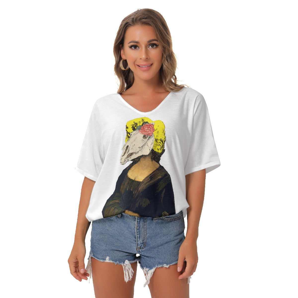 My Frankenstein Women's Bat Sleeves V-Neck Blouse