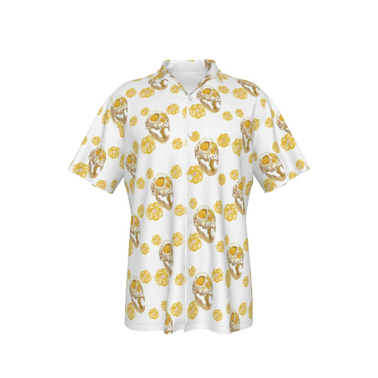 Monkey Skull Lantern Hawaiian Shirt With Button Closure