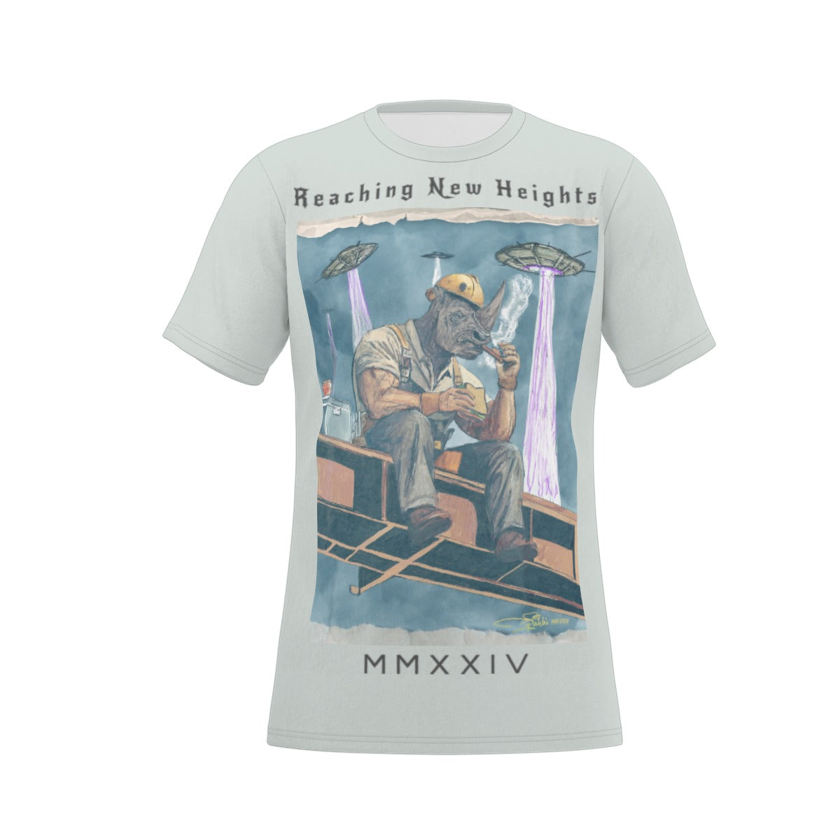 Reaching New Heights Newsprint O-Neck T-Shirt