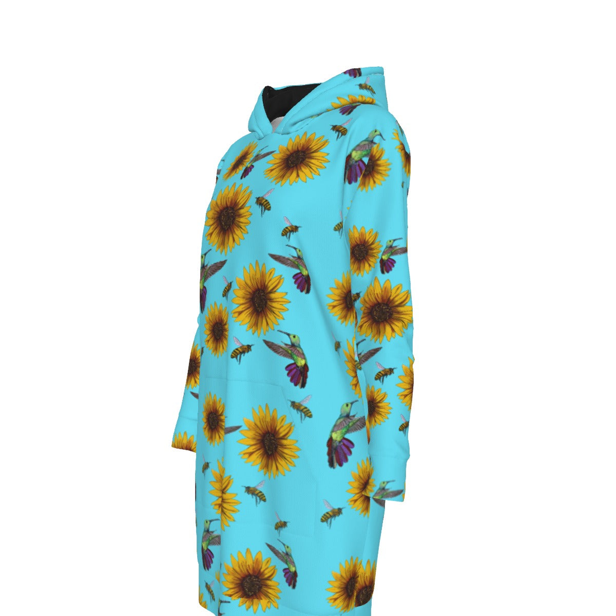 Birdz and da Beez Blue Women's Long Hoodie