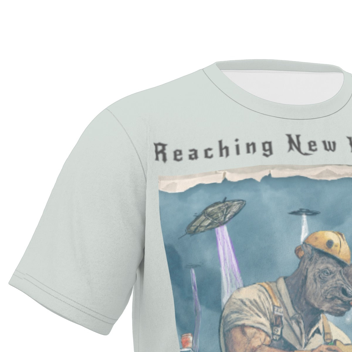 Reaching New Heights Newsprint O-Neck T-Shirt