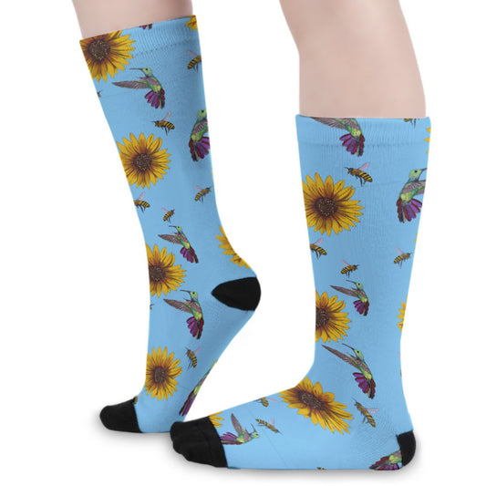 Birdzand da Beez Blue Unisex Long Socks