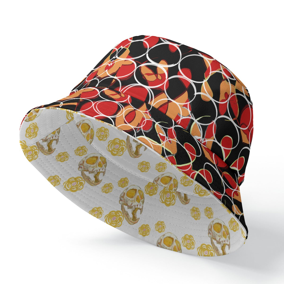 Abstract/ Mokey Skull Double-Side Printing Bucket Hat