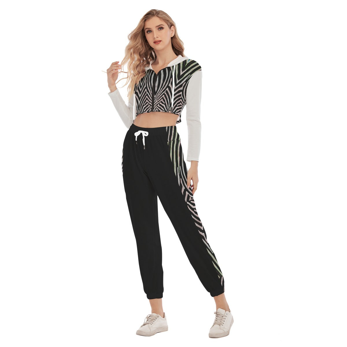 Zeebruh Women's Crop Hoodie Sports Set