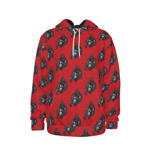 Red Gorilla All-Over Print Men's Pullover Hoodie