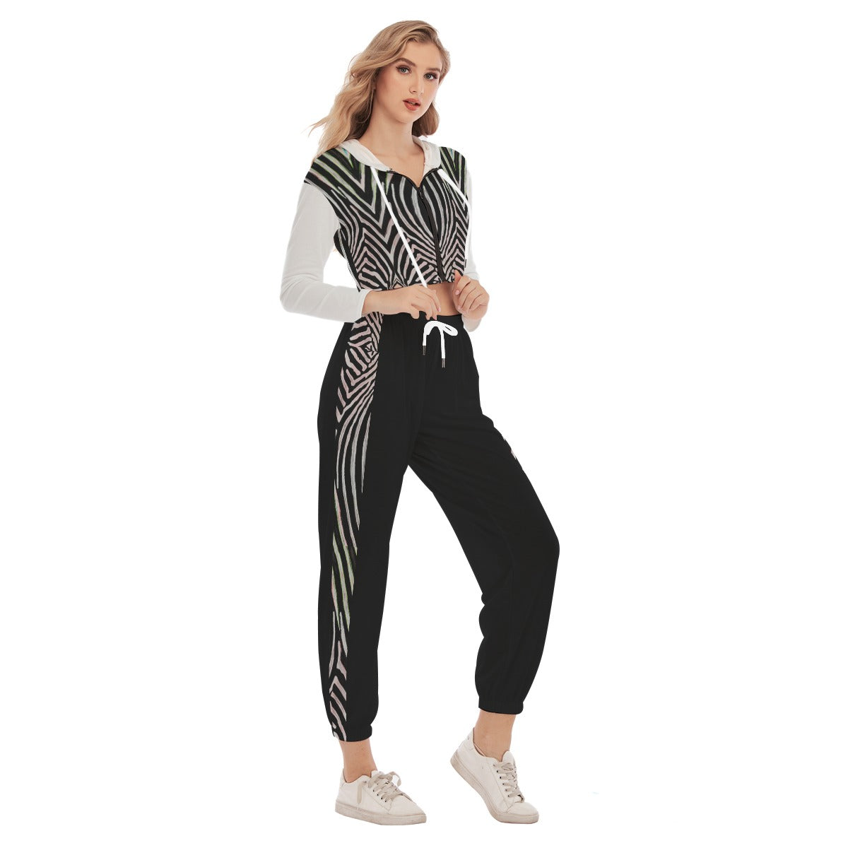 Zeebruh Women's Crop Hoodie Sports Set