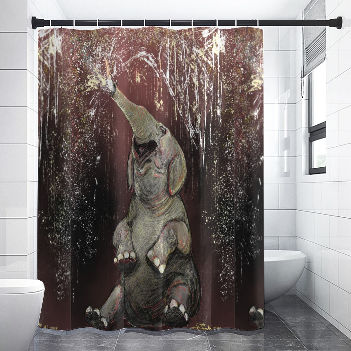 Elephant Shower curtain 90(gsm)