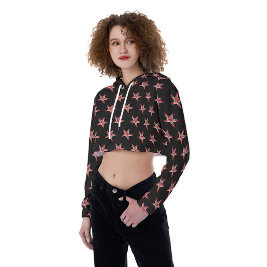 Starfish Pattern Women's Crop Top Hoodie